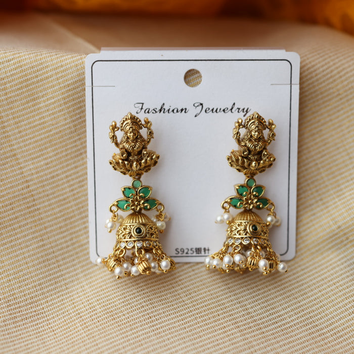 Antique gold temple jumka earrings AJ7844