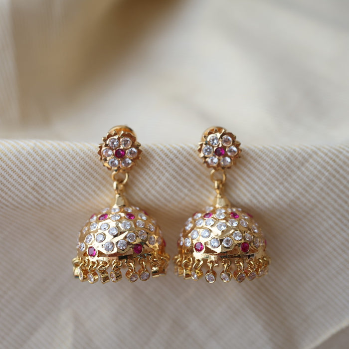 Heritage ruby white stone jumka earrings HJ946