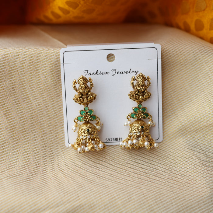 Antique gold temple jumka earrings AJ7844