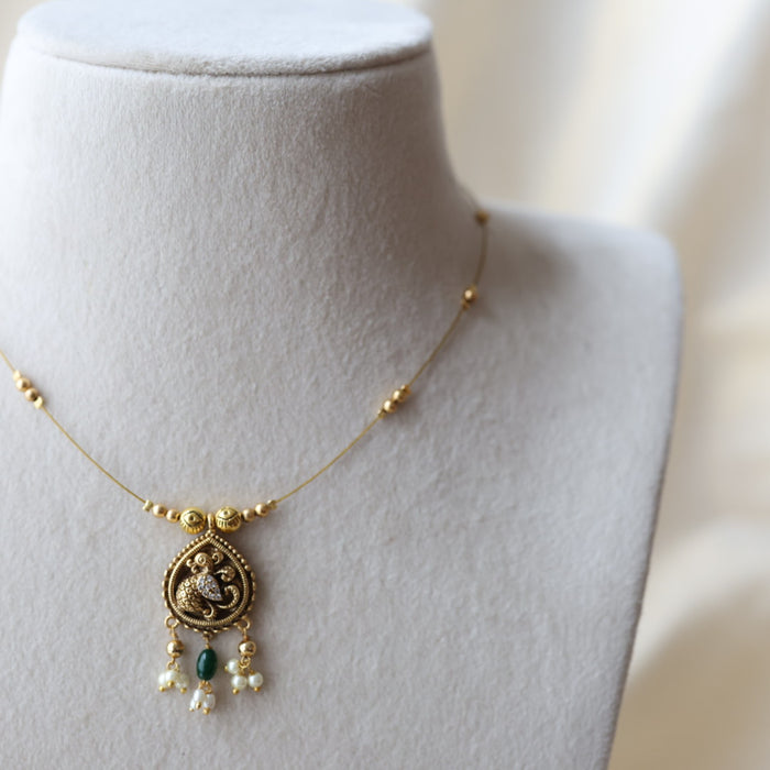 Antique peacock design invisible necklace IN105