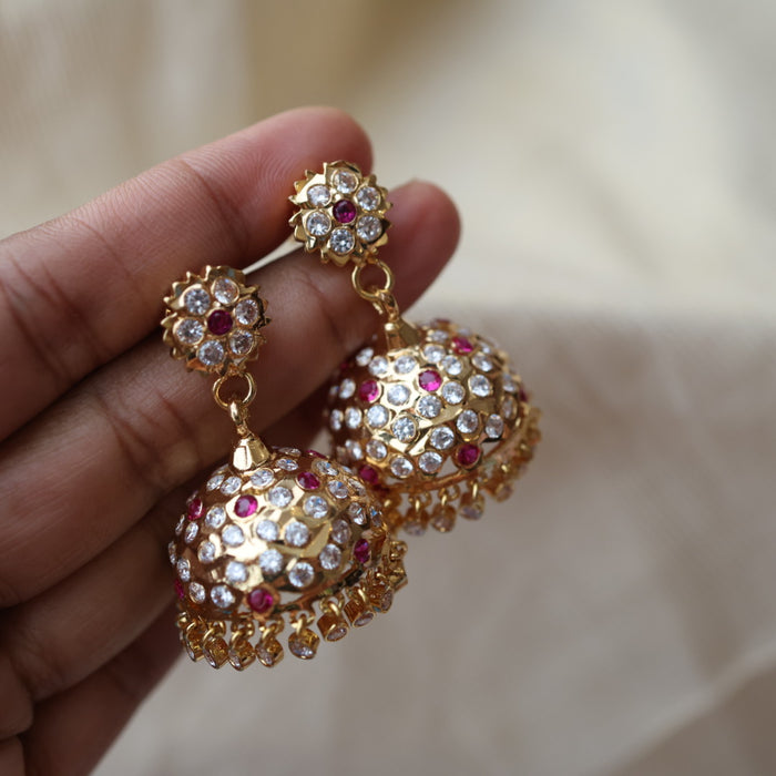 Heritage ruby white stone jumka earrings HJ946