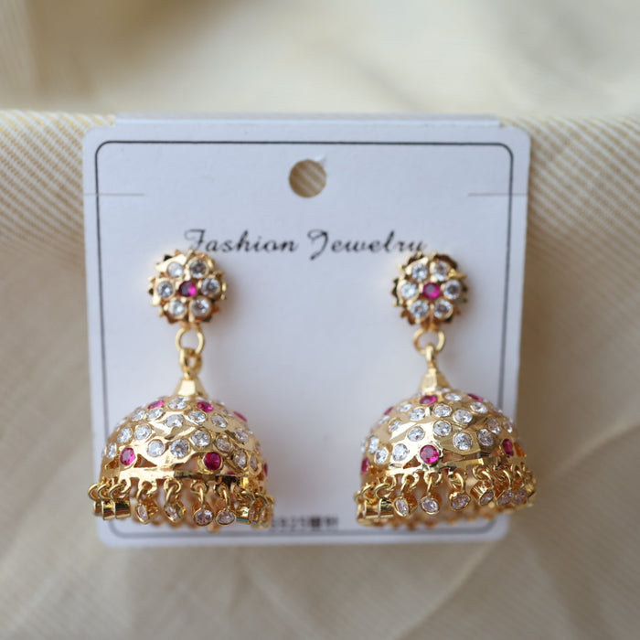 Heritage ruby white stone jumka earrings HJ946