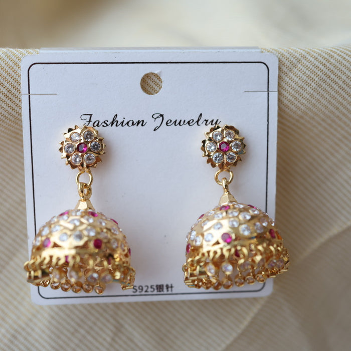 Heritage ruby white stone jumka earrings HJ946