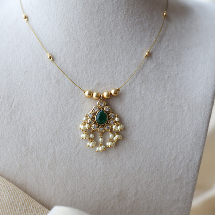 Antique pearl design invisible necklace IN1066