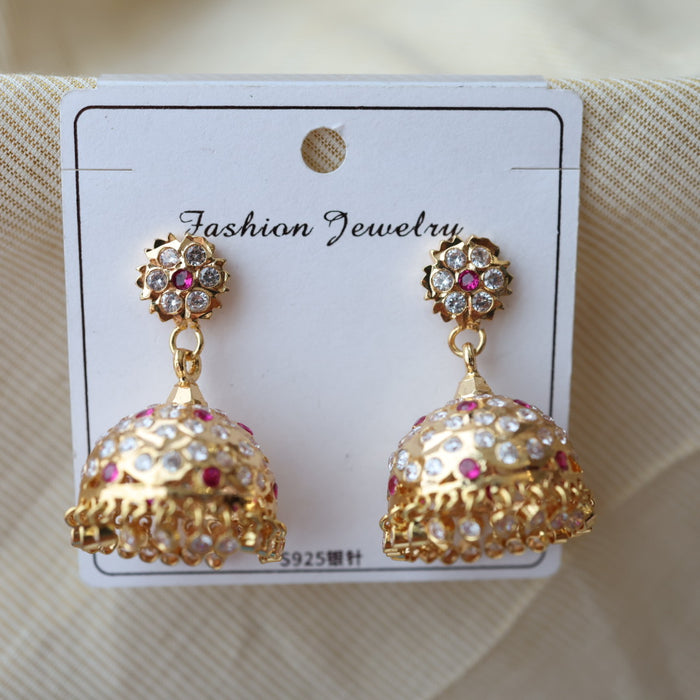 Heritage ruby white stone jumka earrings HJ946