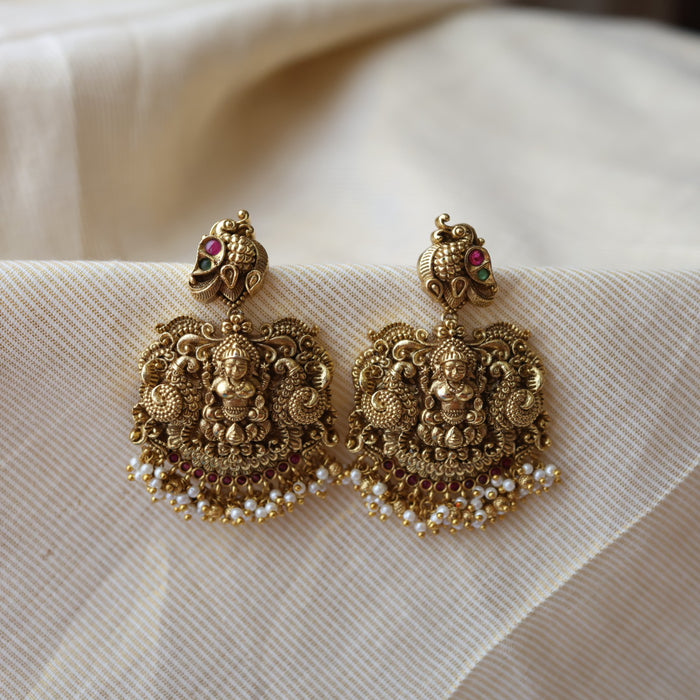 Antique temple design drop earrings AD290