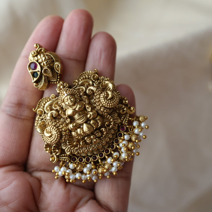 Antique temple design drop earrings AD290