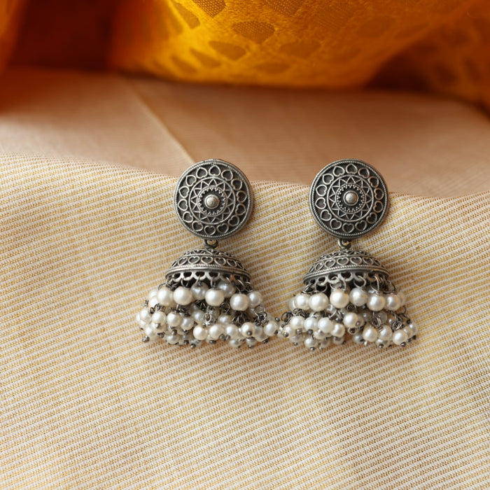 Trendy black metal jumka earring TJ112