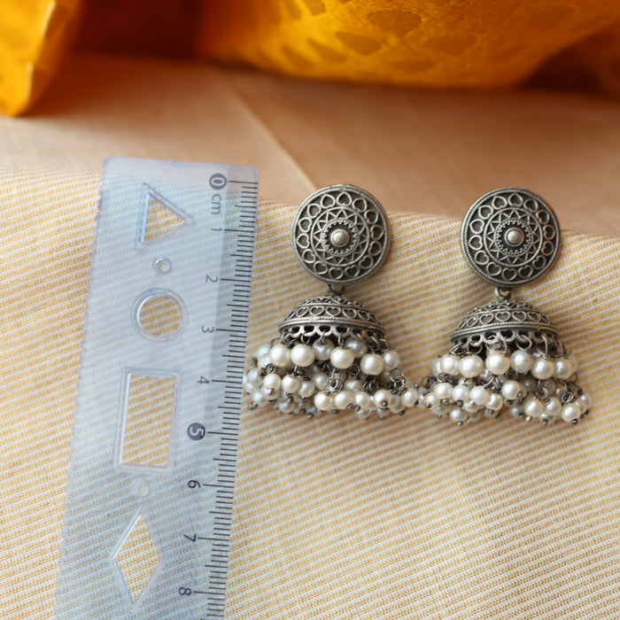 Trendy black metal jumka earring TJ112