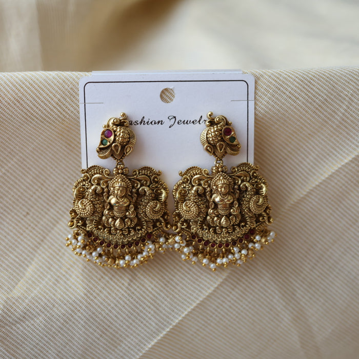 Antique temple design drop earrings AD290