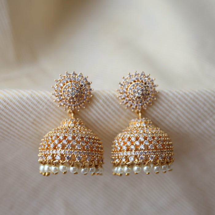 Heritage white stone jumka earrings HJ947