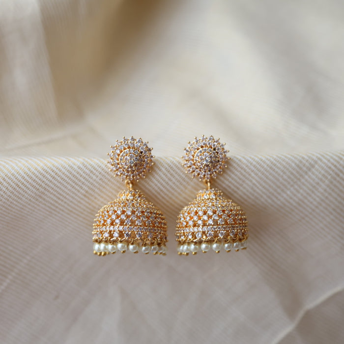 Heritage white stone jumka earrings HJ947
