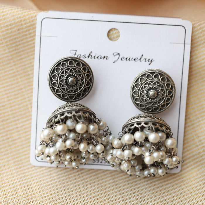 Trendy black metal jumka earring TJ112