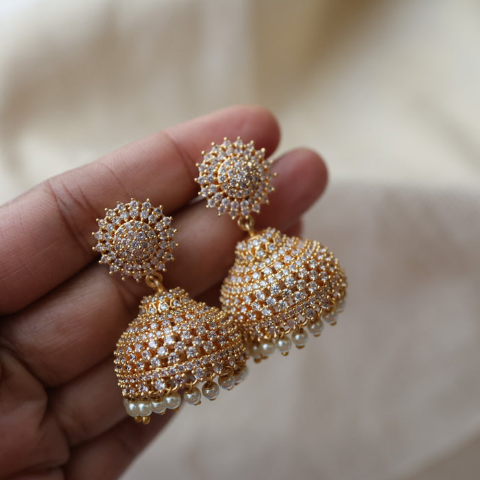 Heritage white stone jumka earrings HJ947