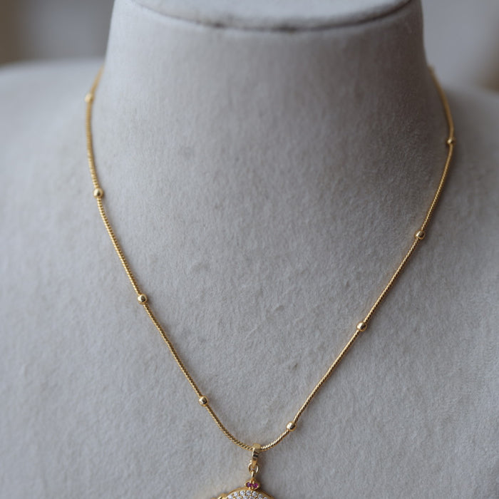 Heritage gold plated sangu pendant short chain HC489