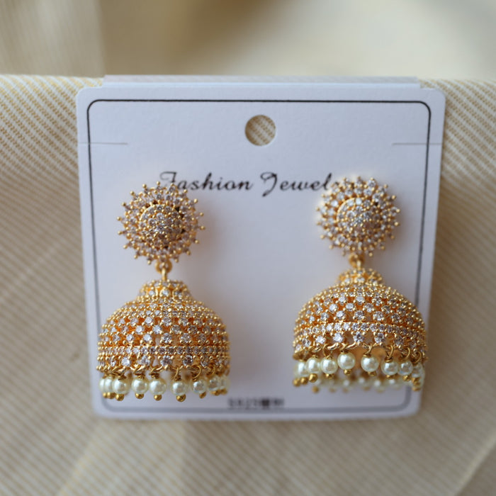 Heritage white stone jumka earrings HJ947