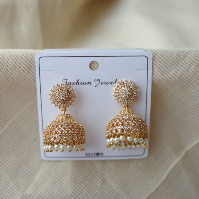 Heritage white stone jumka earrings HJ947
