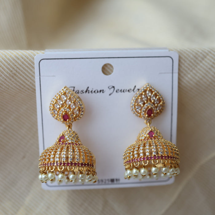Heritage ruby white stone jumka earrings HJ948