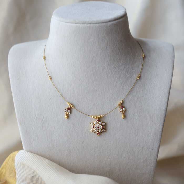 Heritage gold plated invisible short necklace IN90251