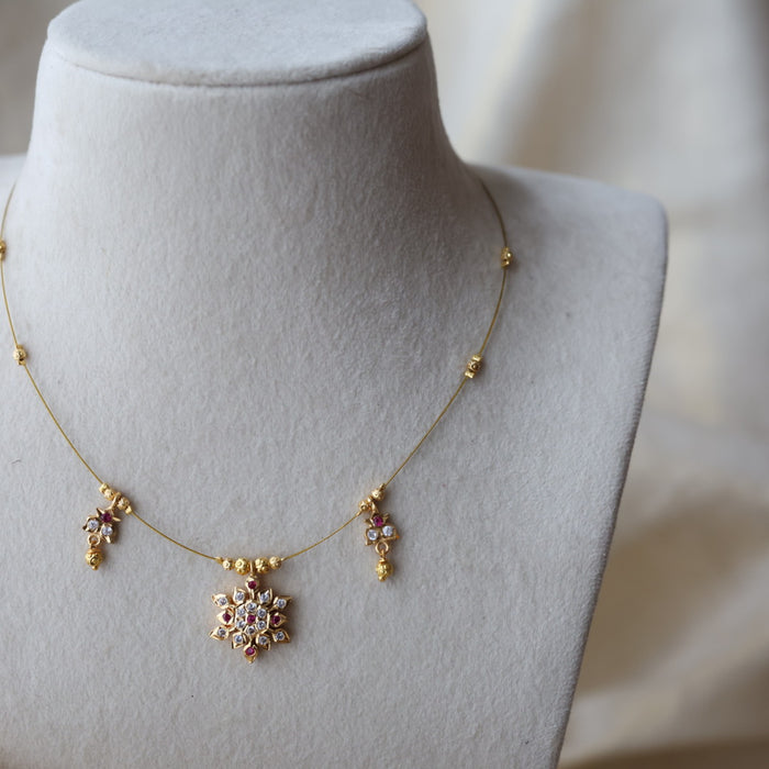 Heritage gold plated invisible short necklace IN90251