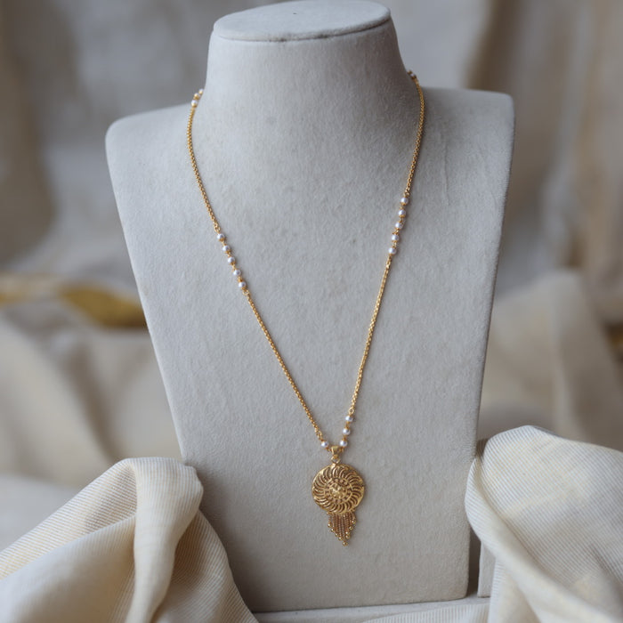 Heritage gold plated padakam long necklace HP5789