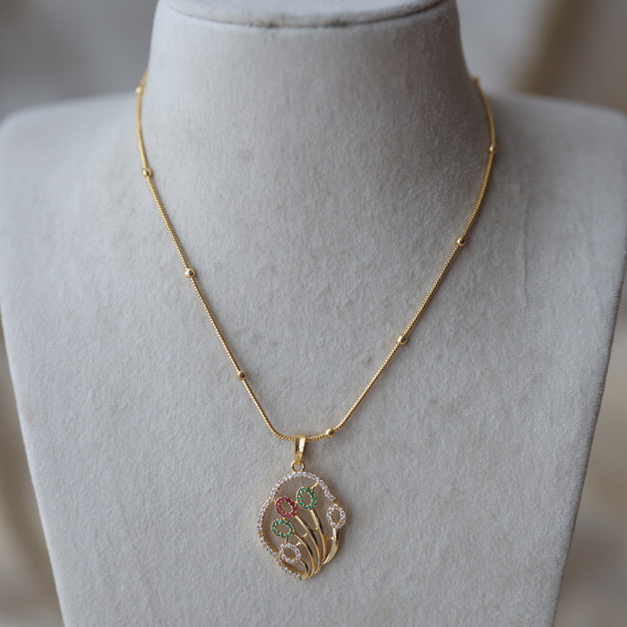 Heritage gold plated simple chain with pendant HC8002