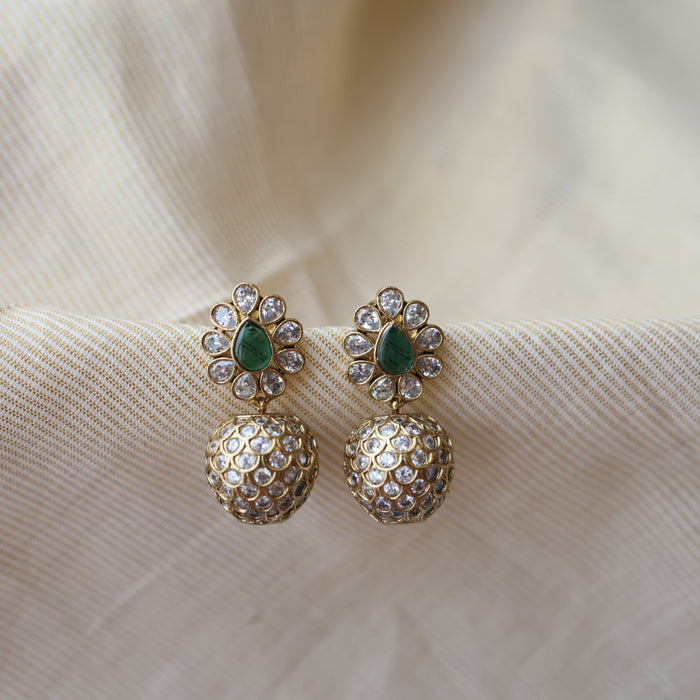 Antique green white stone drop earrings AD221
