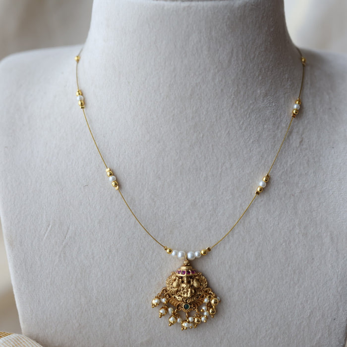 Antique temple design invisible short necklace IN9035