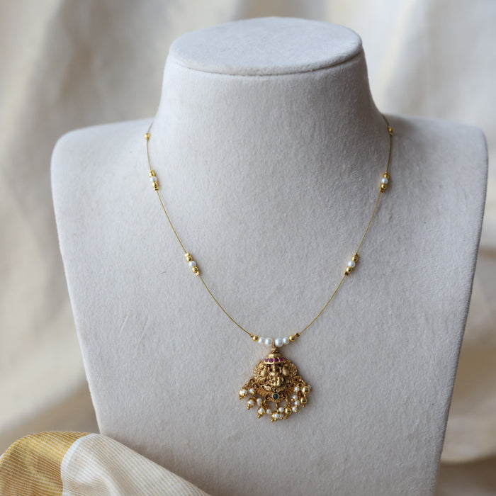 Antique temple design invisible short necklace IN9035