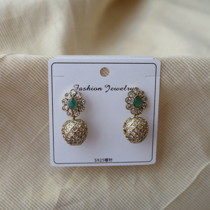 Antique green white stone drop earrings AD221