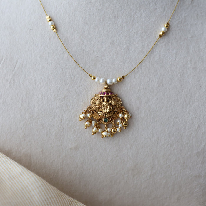 Antique temple design invisible short necklace IN9035