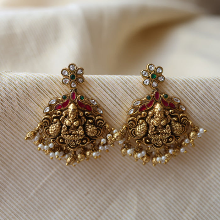 Antique temple design drop earrings AD235