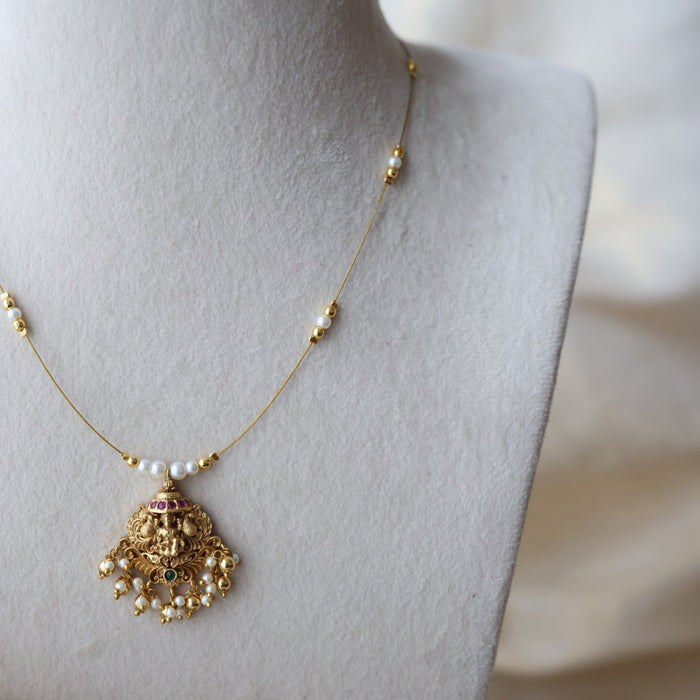 Antique temple design invisible short necklace IN9035