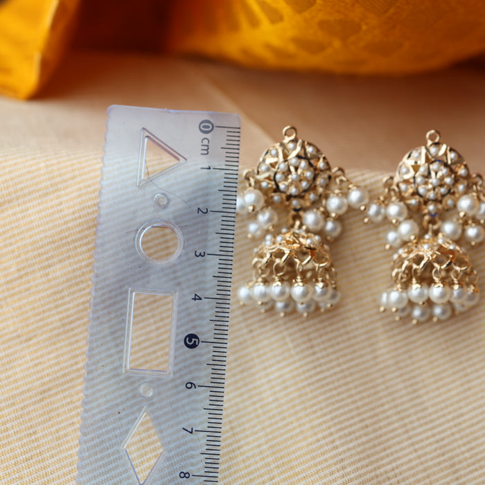 Heritage gold plated pearl design jumka earrings HJ0089
