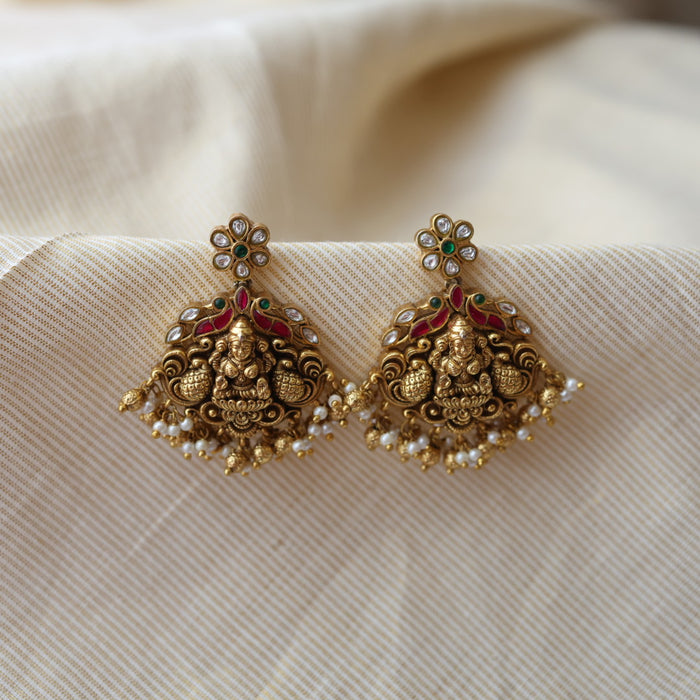 Antique temple design drop earrings AD235