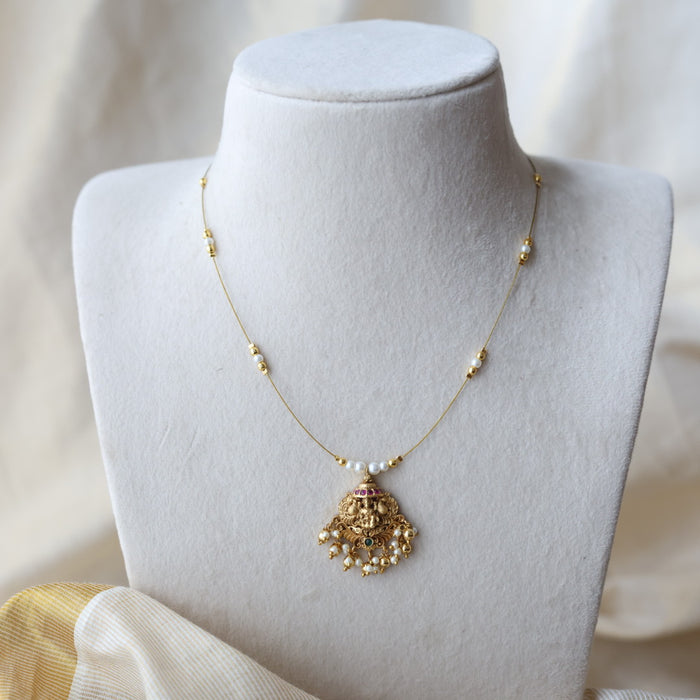 Antique temple design invisible short necklace IN9035