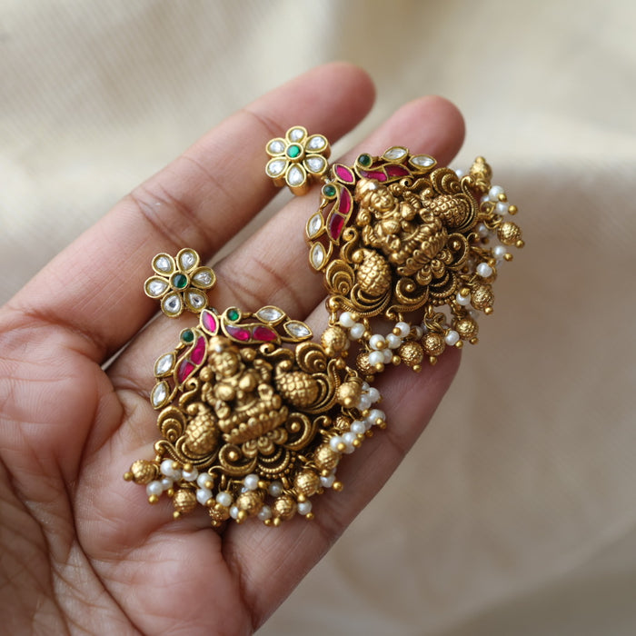 Antique temple design drop earrings AD235