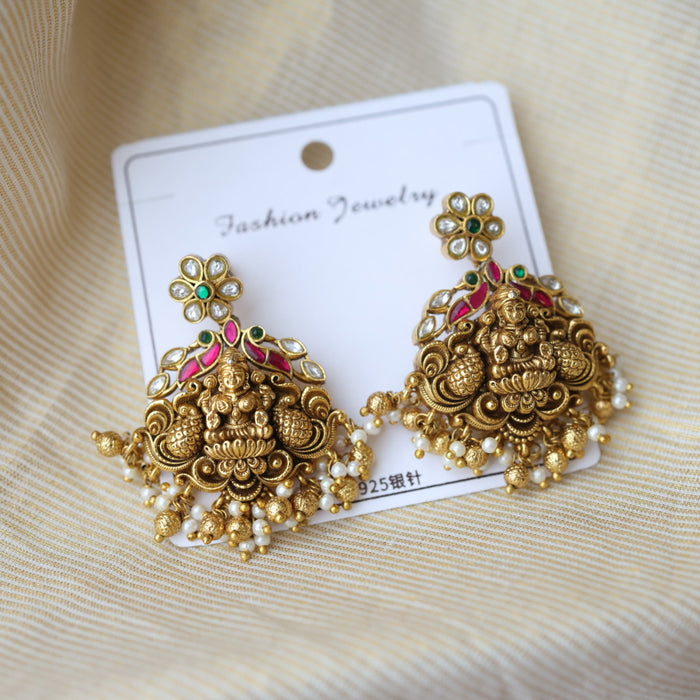 Antique temple design drop earrings AD235
