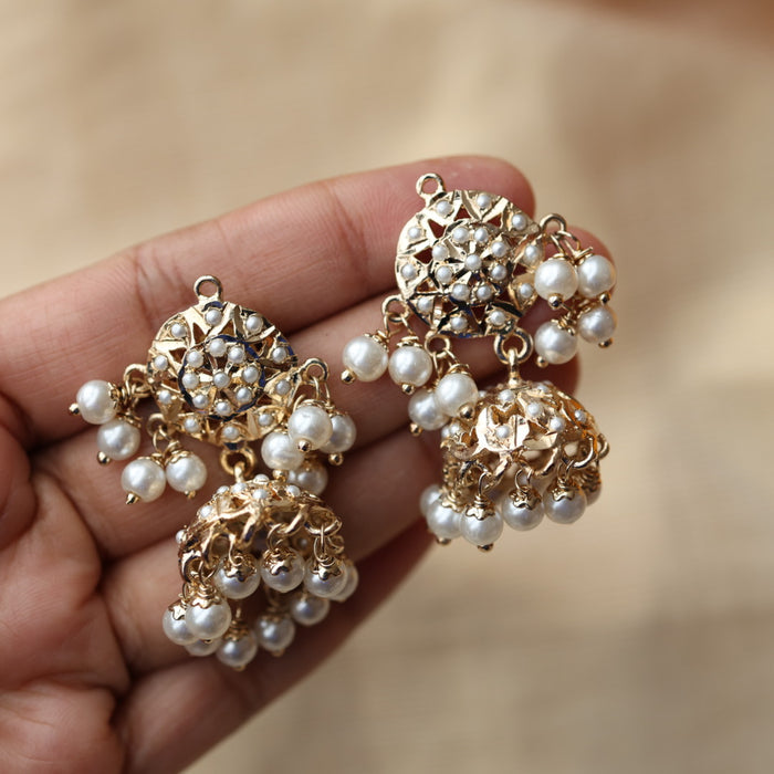 Heritage gold plated pearl design jumka earrings HJ0089