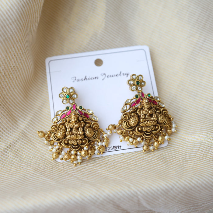 Antique temple design drop earrings AD235