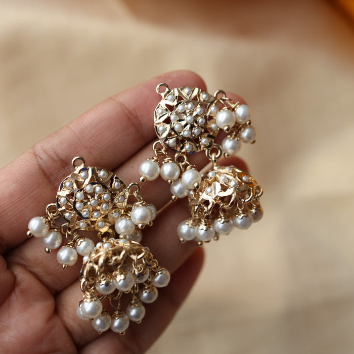 Heritage gold plated pearl design jumka earrings HJ0089