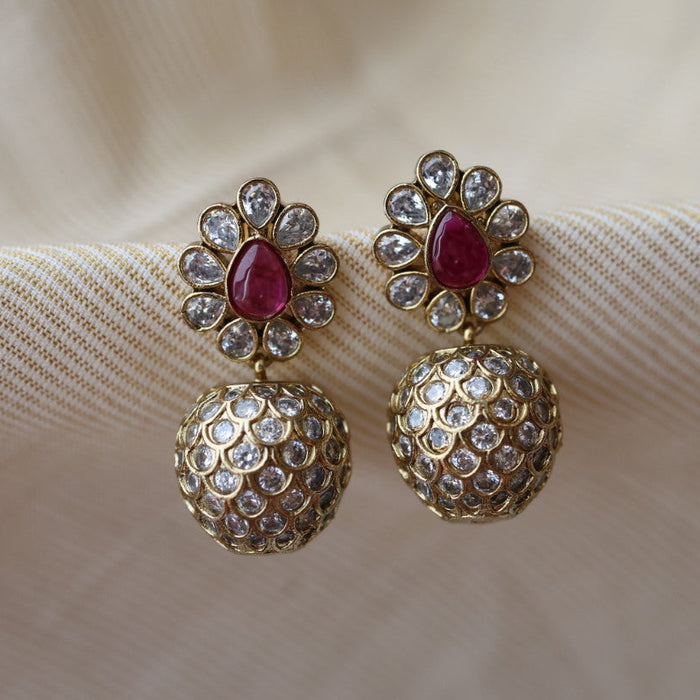 Antique ruby white stone drop earrings AD3212