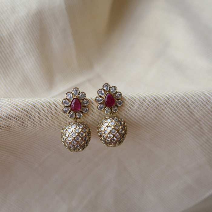 Antique ruby white stone drop earrings AD3212