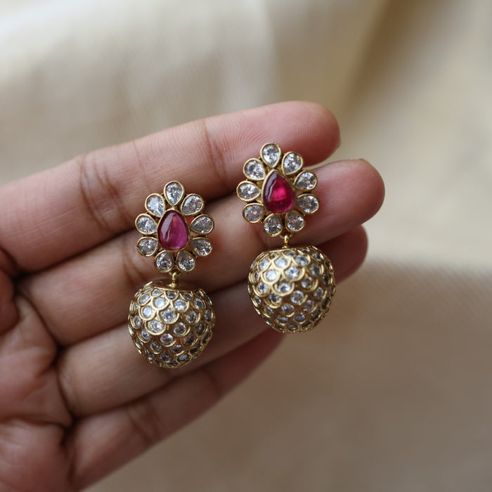 Antique ruby white stone drop earrings AD3212