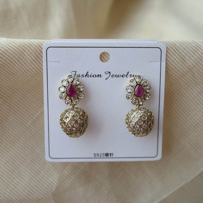 Antique ruby white stone drop earrings AD3212