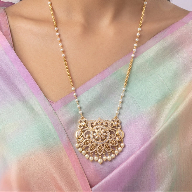 Heritage gold plated padakam long necklace HP5123