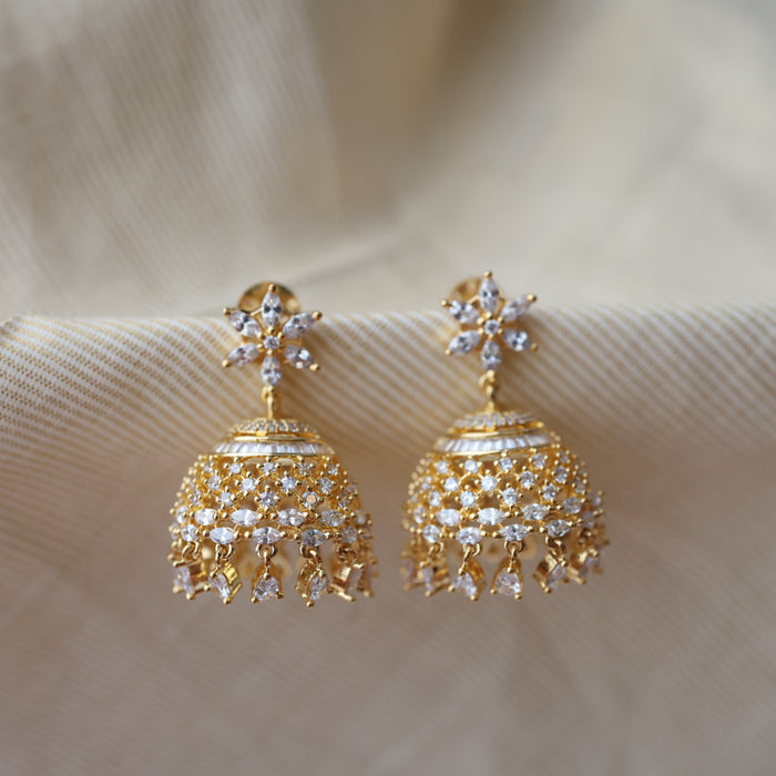 Heritage white stone jumka earrings HJ9499