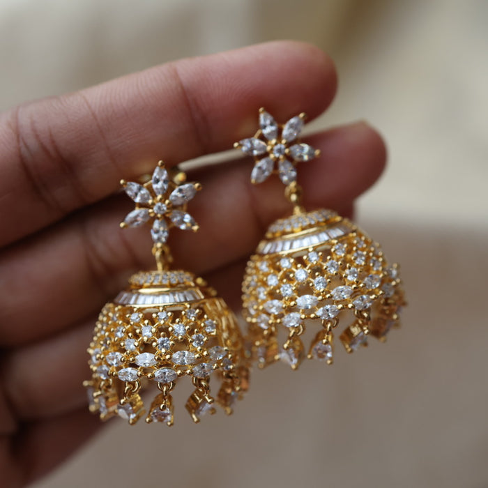 Heritage white stone jumka earrings HJ9499