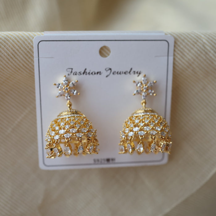 Heritage white stone jumka earrings HJ9499