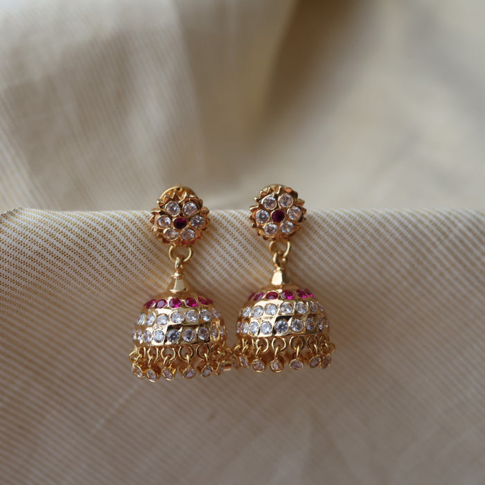 Heritage ruby white stone jumka earrings HJ9400